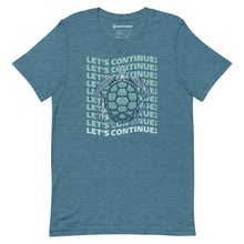 Load image into Gallery viewer, LET’S CONTINUE; TRANQUILLITY TURTLE Men’s T-Shirts Short Sleeve T-Shirt Heather Deep Teal S 
